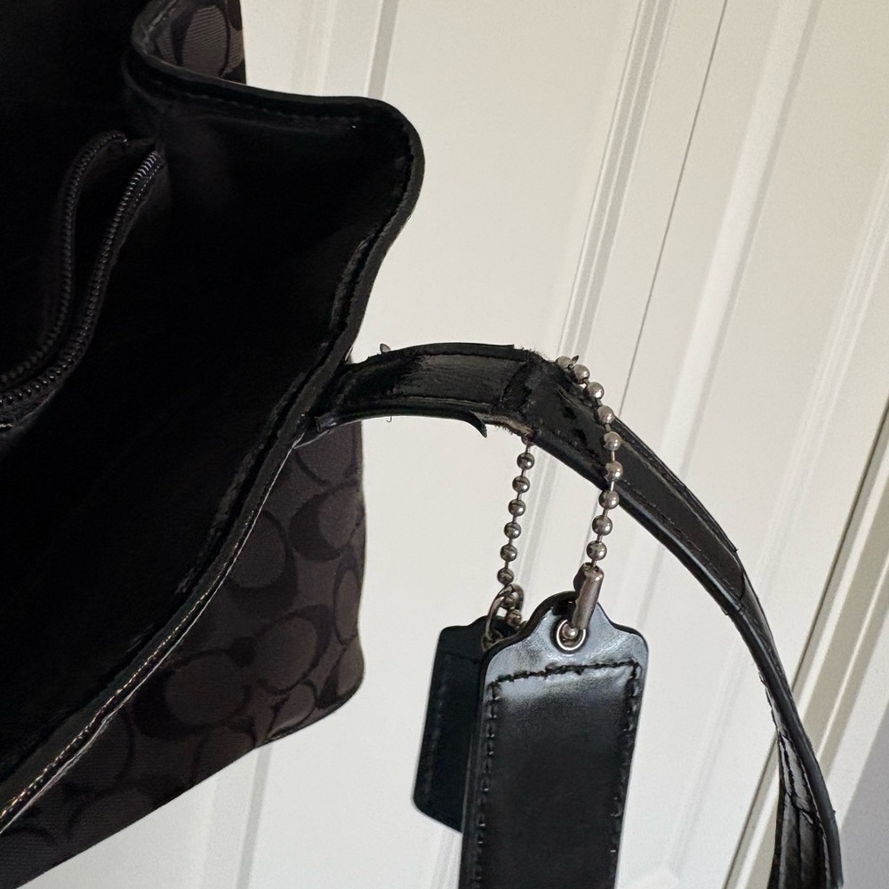 Coach Black Signature Python Stripe Carryall Shou… - image 8